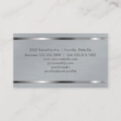 Modern elegant professioneel grijs geborsteld meta visitekaartje (Achterkant)