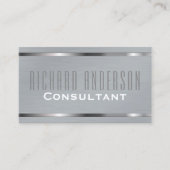 Modern elegant professioneel grijs geborsteld meta visitekaartje (Voorkant)