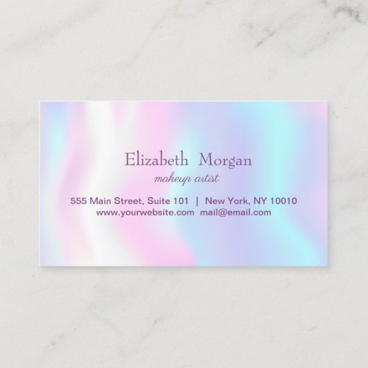 Modern elegant professioneel hart, holografisch klantenkaartje (Achterkant)