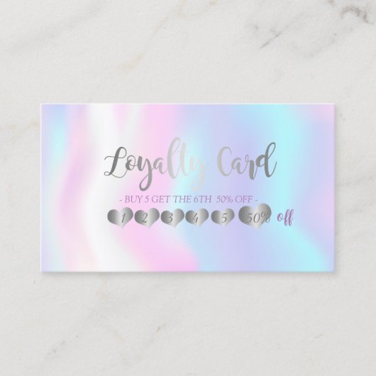 Modern elegant professioneel hart, holografisch klantenkaartje (Voorkant)