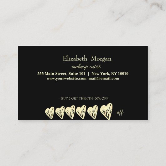 Modern elegant professioneel Lijst, Gold Heart Bla Klantenkaartje (Achterkant)