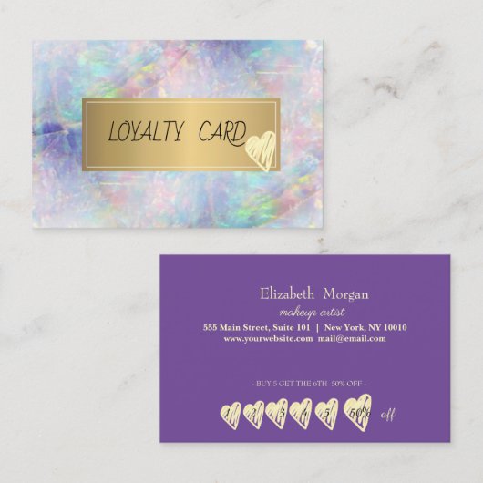 Modern elegant professioneel Lijst, Gold Hearts Op Klantenkaartje (Voorkant / Achterkant)