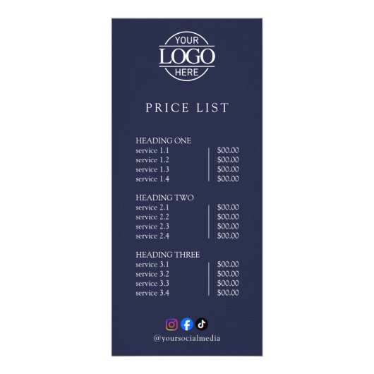 Modern Elegant Professioneel Logo Menu Prijslijst (Voorkant)