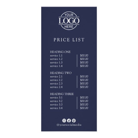 Modern Elegant Professioneel Logo Menu Prijslijst (Voorkant)