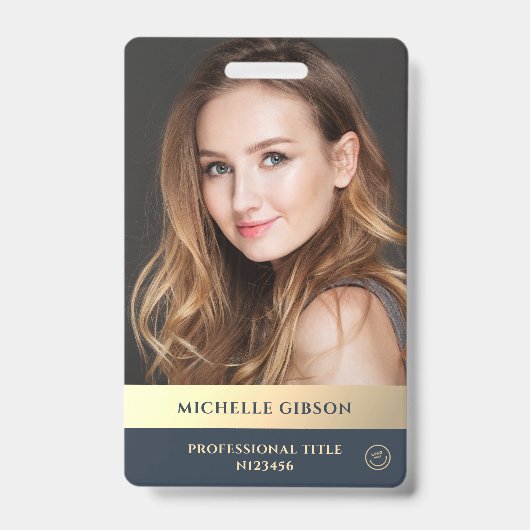 Modern Elegant Professioneel Luxe Blauw Goud Badge (Voorkant)