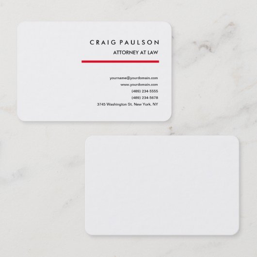 Modern Elegant Professioneel Minimalistisch Rood W Visitekaartje (Voorkant / Achterkant)