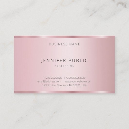 Modern Elegant Professioneel Sjabloon Roos Goud Visitekaartje (Achterkant)