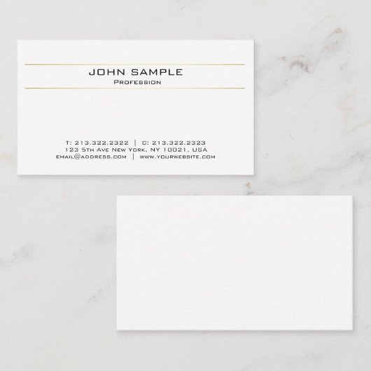 Modern Elegant Professioneel Wit Goud Minimalist Visitekaartje (Voorkant / Achterkant)