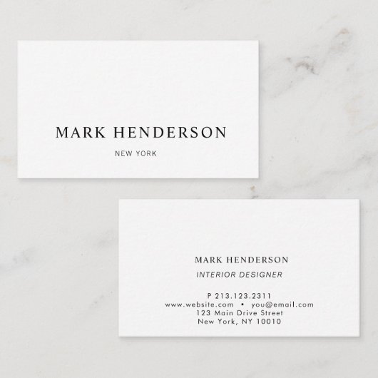Modern Elegant Professioneel Wit Visitekaartje (Voorkant / Achterkant)