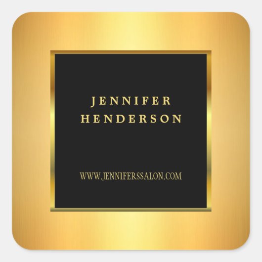 Modern elegant professioneel zwart en goud vierkante sticker (Voorkant)