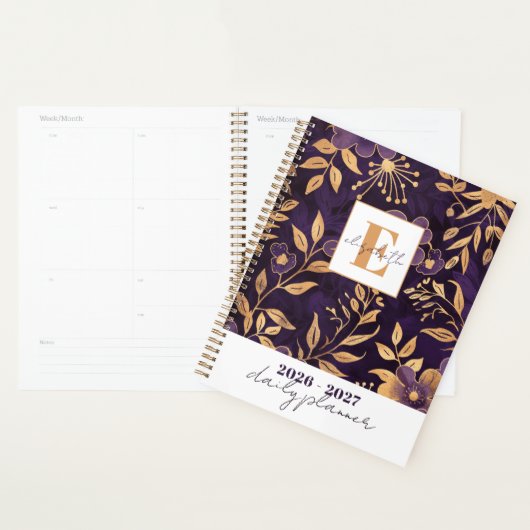 Modern Elegant Purple and Gold Floral Botanical Planner (Display)