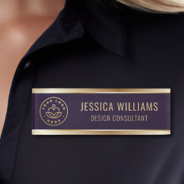 Modern Elegant Purple Gold Business Logo Naambadge