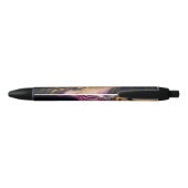 Modern Elegant Purple Teal Black Marble Agate Gold Zwarte Inkt Pen (Achterkant)