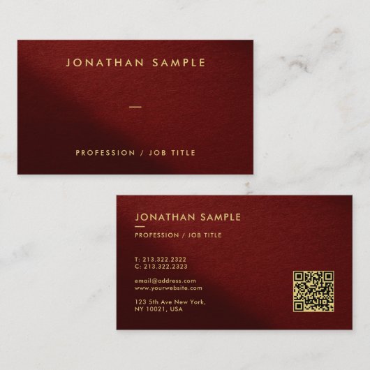 Modern Elegant QR Code Premium Dik Luxe Visitekaartje (Voorkant / Achterkant)