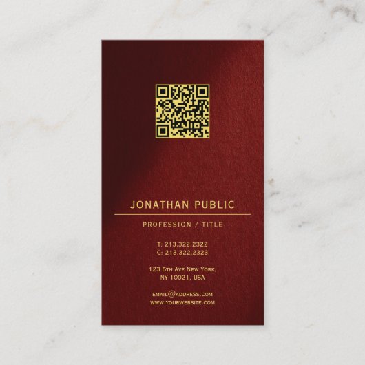 Modern Elegant QR Code Template Gold Text Vertical Visitekaartje (Voorkant)