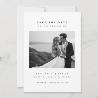 Modern Elegant QR Code Wedding Photo Save The Date Kaart