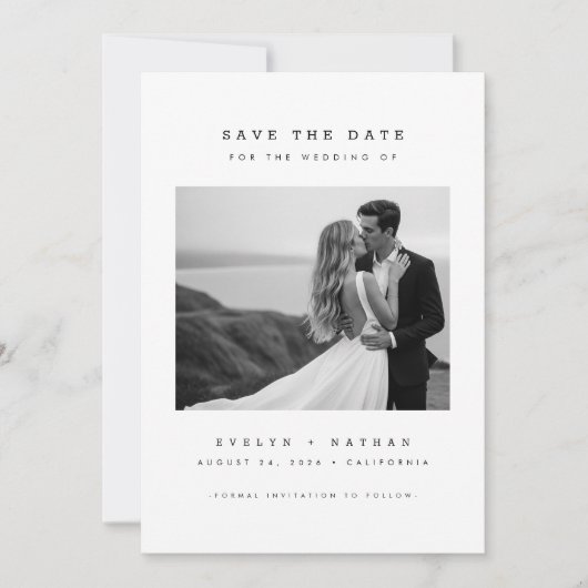 Modern Elegant QR Code Wedding Photo Save The Date Kaart (Voorkant)