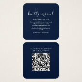Modern Elegant QR Code Wedding RSVP Card Vierkante Visitekaartjes (Voorkant /achterkant)