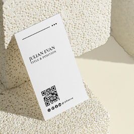 Modern Elegant QR Code zwart & wit Minimalistisch Visitekaartje