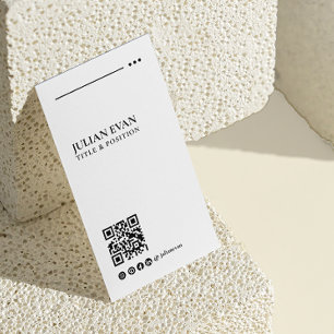 Modern Elegant QR Code zwart & wit Minimalistisch Visitekaartje