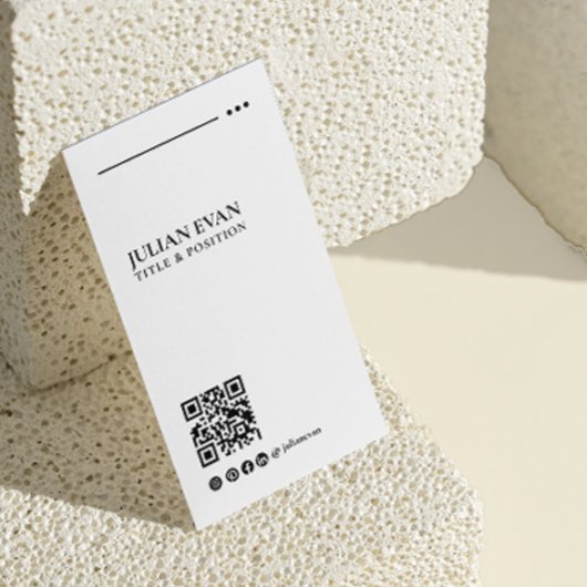 Modern Elegant QR Code zwart & wit Minimalistisch Visitekaartje