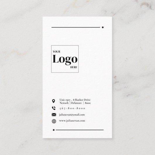 Modern Elegant QR Code zwart & wit Minimalistisch Visitekaartje (Achterkant)