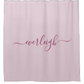 Modern Elegant Raspberry Script Naam Blush Roze Douchegordijn (Voorkant)
