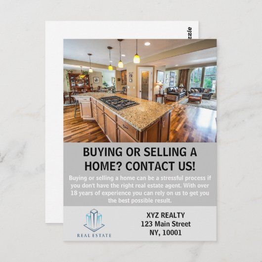 Modern Elegant Real Estate Agent Custom Briefkaart (Voorkant / Achterkant)