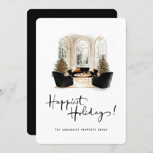 Modern Elegant Real Estate Corporate Christmas  Feestdagenkaart (Voorkant / Achterkant)