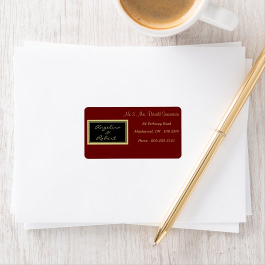 Modern Elegant Red and Gold Script Wedding Etiket (Insitu)