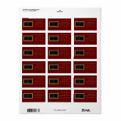 Modern Elegant Red and Gold Script Wedding Etiket (Full Sheet)