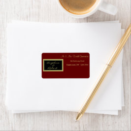 Modern Elegant Red and Gold Script Weduwlabel Etiket