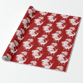 Modern Elegant Red Deer Land Toile Cadeaupapier (Uitgerold)
