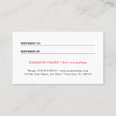 Modern Elegant Red Faux Silver Referral Kaart (Achterkant)