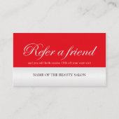 Modern Elegant Red Faux Silver Referral Kaart (Voorkant)