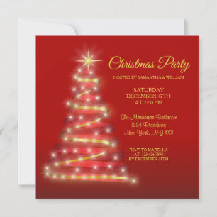 Modern Elegant Red Gold Kerstmis Kaart