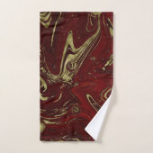Modern Elegant Red & Gold Marble Swirl Bad Handdoek (Handdoek)