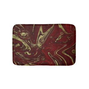 Modern Elegant Red & Gold Marble Swirl Badmat