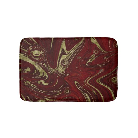 Modern Elegant Red & Gold Marble Swirl Badmat (Voorkant)