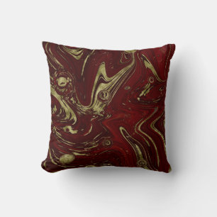 Modern Elegant Red & Gold Marble Swirl Kussen