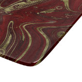 Modern Elegant Red & Gold Marble Swirl Snijplank (Hoek)