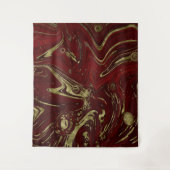 Modern Elegant Red & Gold Marble Swirl Wandkleed (Voorkant)