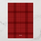 Modern Elegant Red Gold Tartan Past Kerstmis Folie Feestdagenkaart (Achterkant)