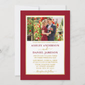 Modern Elegant Red Gold Wedding Kaart (Voorkant)