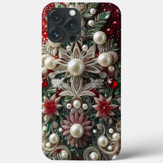 Modern elegant red green pearls Valentine’s Day Case-Mate iPhone Case (Achterkant)