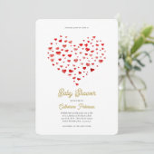 Modern Elegant Red Hearts Baby shower Kaart (Staand voorkant)