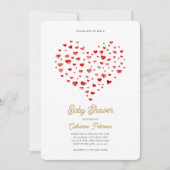 Modern Elegant Red Hearts Baby shower Kaart (Voorkant)