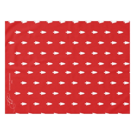 Modern elegant red pine tree Joy Christmas Tafelkleed (Voorkant (Horizontaal))