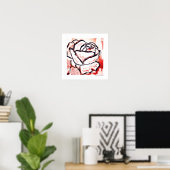 Modern Elegant Red Rose Art | Bloedweddenschap Poster (Thuiskantoor)