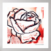 Modern Elegant Red Rose Art | Bloedweddenschap Poster (Voorkant)